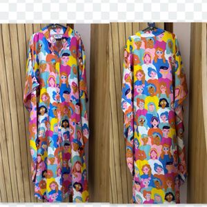New Without Tag Colorful Print Kaftan Pocket Dress