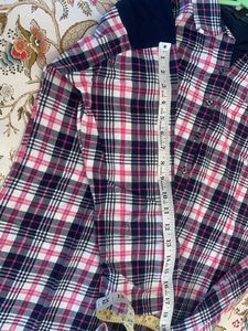Pink &amp; Navy Plaid Button-Up Tunic