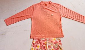 🪐🪐SUPERB PEACH COLOR TOP &amp; PANTS SET FOR GIRL