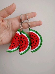 Watermelon Crochet Keychain