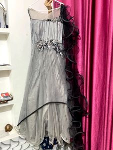 Grey Black Ethnic Long Gown