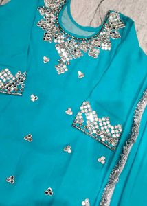 Teal Embroidered Kurta Set