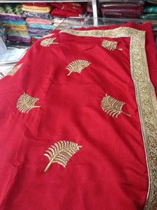 Red Embroidered Saree