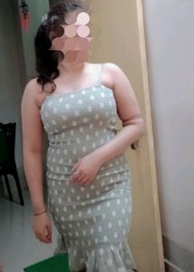 Mind Green &amp; white Geometric print smoked Dress