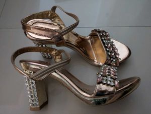 Gold Heels with Embellishments