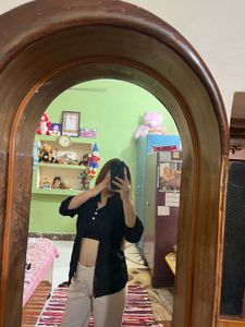 Relaxed Fit Black Button-Down Shirt
