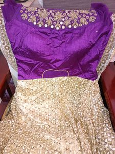 Purple And Golden Clr Long Frock Dress For (Girl