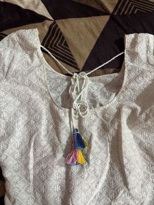 Chickenkari White Kurti Tailored