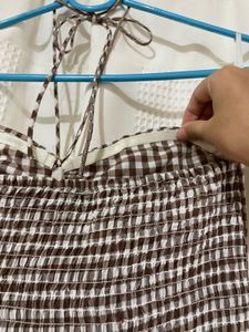 Chic Gingham Halter Neck Midi Dress