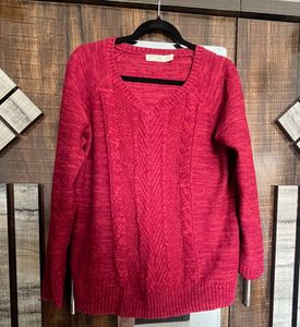 Red Knit Pullover Sweater