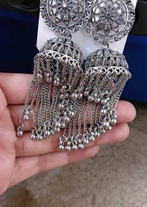 Silver Jhumka Earrings