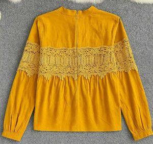 Elegant Mustard Lace Peplum Top🌻🐣