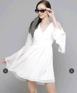 White Boho Sleeves Skater Dress