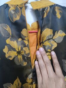 Elegant Mustard &amp; Floral Dress