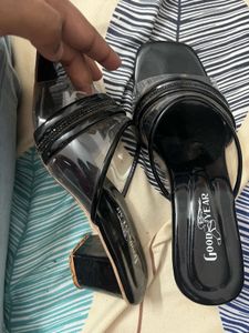 Black Clear  Heels - Size 6