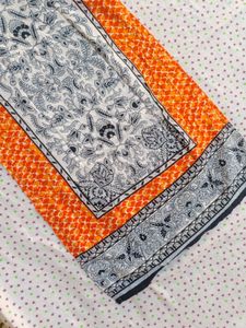 Orange &amp; White Printed Kurti