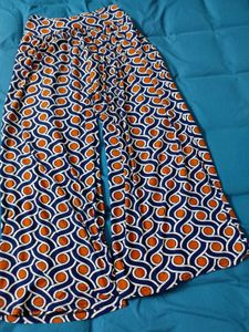 L Navy Blue Palazzo With Brick Red Dots