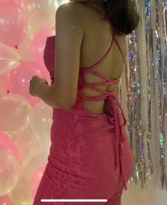 SOLD Urbanic Pink Lace Up Textured Mini Dres