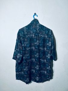 Vintage Patterned Short Sleeve Shirt For Men