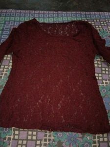 Maroon Net Top