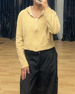 Beige Cropped Hoodie.