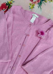 Pink Knit Cardigan with free hair clip 🌛