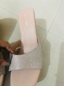 New Chic Nude Wedge Slides