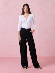 BLACK WIDE LEG CARGO JEANS