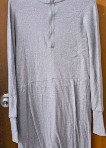 Imported Gray Quarter-Zip Dress By Next