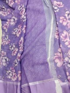 Floral Print Saree - Purple
