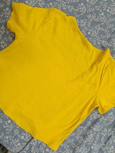 Yellow Ribbed Crop Top