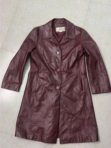 Burgundy Leather Trench Coat