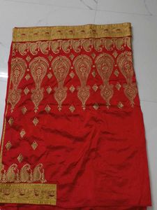 Red &amp; Gold Embroidered Saree