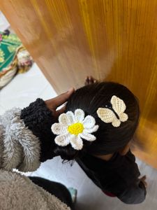Crochet Flower &amp; Butterfly Hair Clips