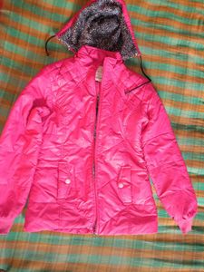 Pink Quilted Jacket with Hood