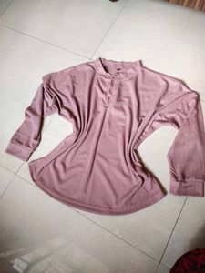Pink Waffle Knit Henley Top