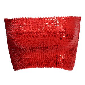 Red Sequin Strapless Top