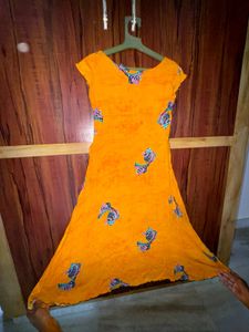 Umbrella kurti yellow coloured