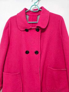Korean style Pink Belted Peacoat