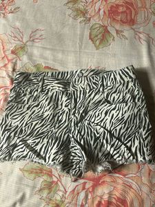 Black And White Animal Print Shorts