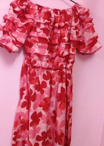 A RED ND PINK COLOUR ONE PIECE LONG DRESS!!!💓💓