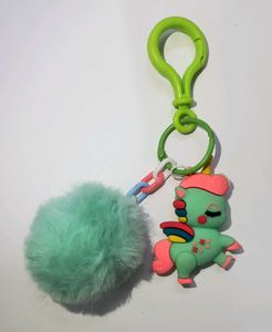 Unicorn Keychain with Pompom