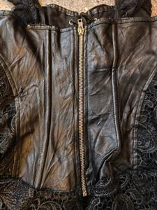 Black Leather Nd Lace Gothic Corset Top