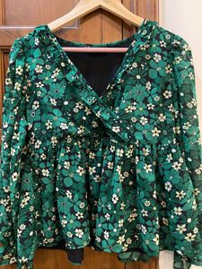 Floral Green Peplum Top - FLAT 899