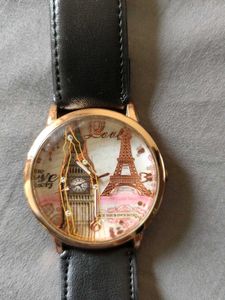 Black Strap  Watch With Oversize  Dial