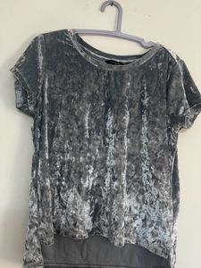 Powder Blue Velvet Top