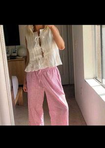 Pink Gingham Pajama Pants