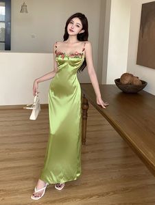 Flower Worked Green Bodycon Dress