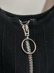Black Zip Up Crop Top