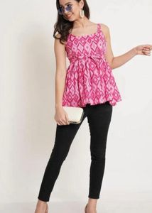 ELEGANT PINK SHORT KURTI TOP FOR WOMEN AND GIRLS